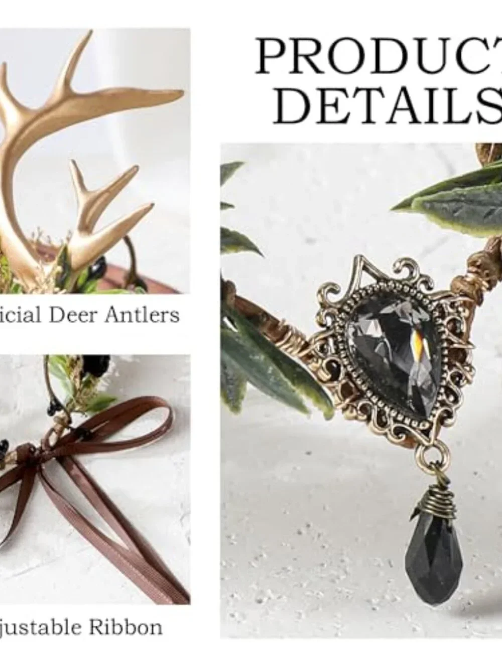 Woodland Fairy Antler Crown Flower Elf Hair Accessory Renaissance Cosplay